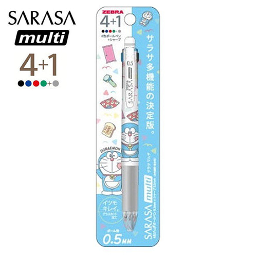 [펜] 사라사 멀티 4+1 볼펜 (4색+샤프) : 도라에몽 혀 낼름