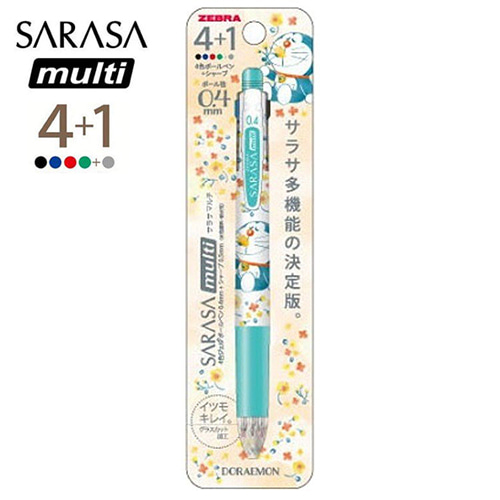 [펜] 사라사 멀티 4+1 볼펜 (4색+샤프) : 도라에몽 꽃향기 민트
