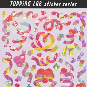 [씰] 토핑 랩 컨페티 스티커 : 홀로그램 (핑크)