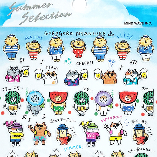 [씰] 마인드웨이브 Summer selection 여름 한정 스티커 : 고로고로 냥스케
