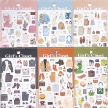 [씰] 마인드웨이브 Girl&#039;s Closet 의상 패션 스티커 (6종)