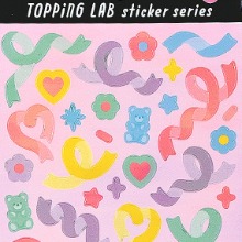 [씰] 토핑 랩 컨페티 스티커 : 오로라 라미네이트 (핑크)